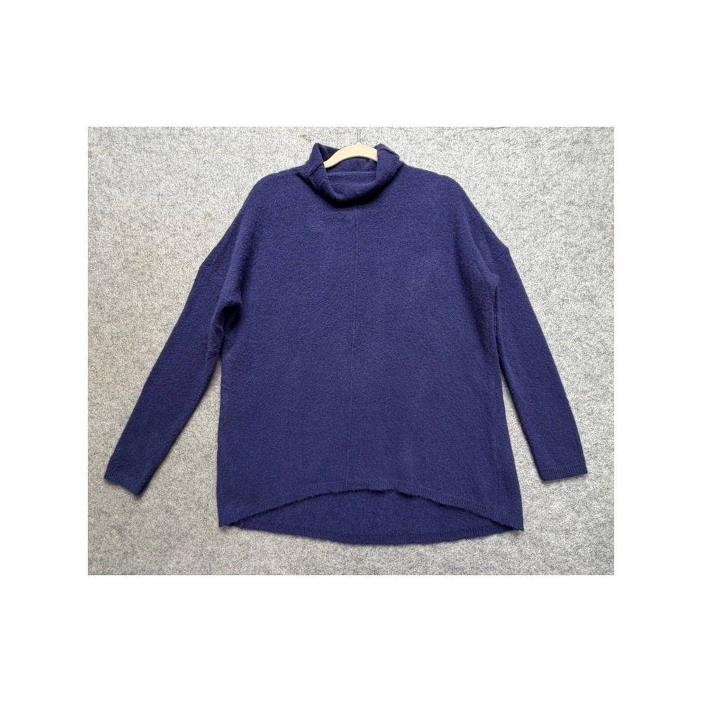 Forte Cashmere Purple Turtleneck Sweater High Low Hem Cashmere Blend Medium